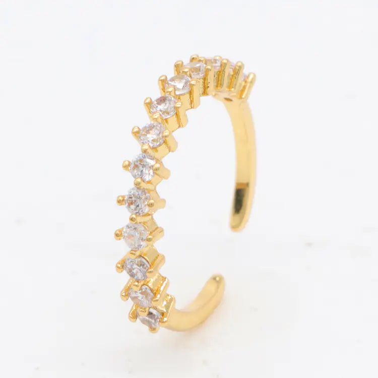 Korean Style Ins Zircon Adjustable Ring with Chic Design