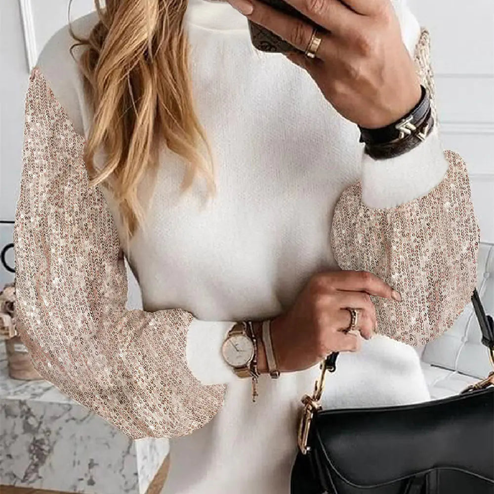 Autumn Winter Pullover Round Neck Short Skirt Outfit