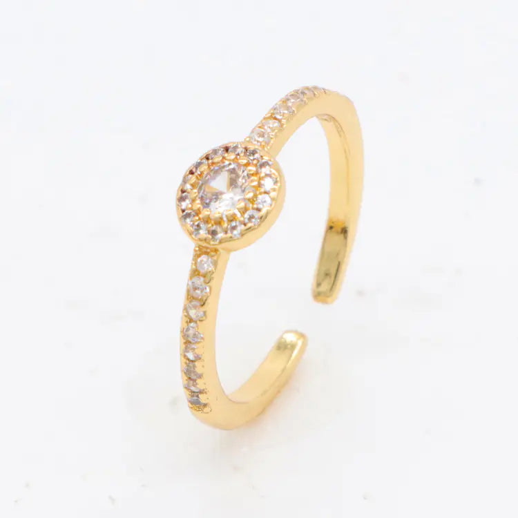 Korean Style Ins Zircon Adjustable Ring with Chic Design