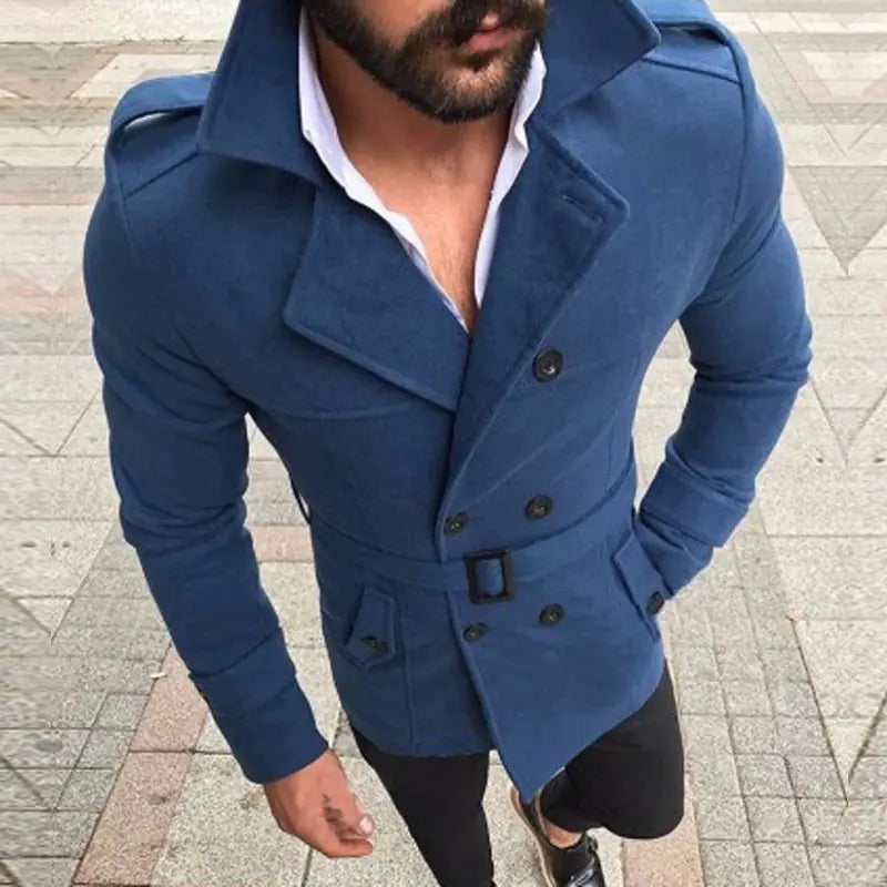 Double-Breasted Casual Wool Trench Coat